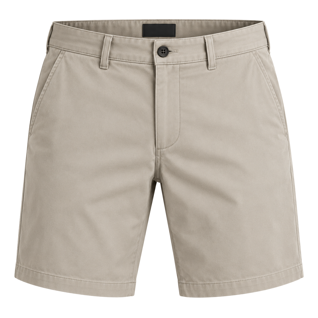 Premium Cotton Twill Tailored Shorts – Stone | EMMERGREY