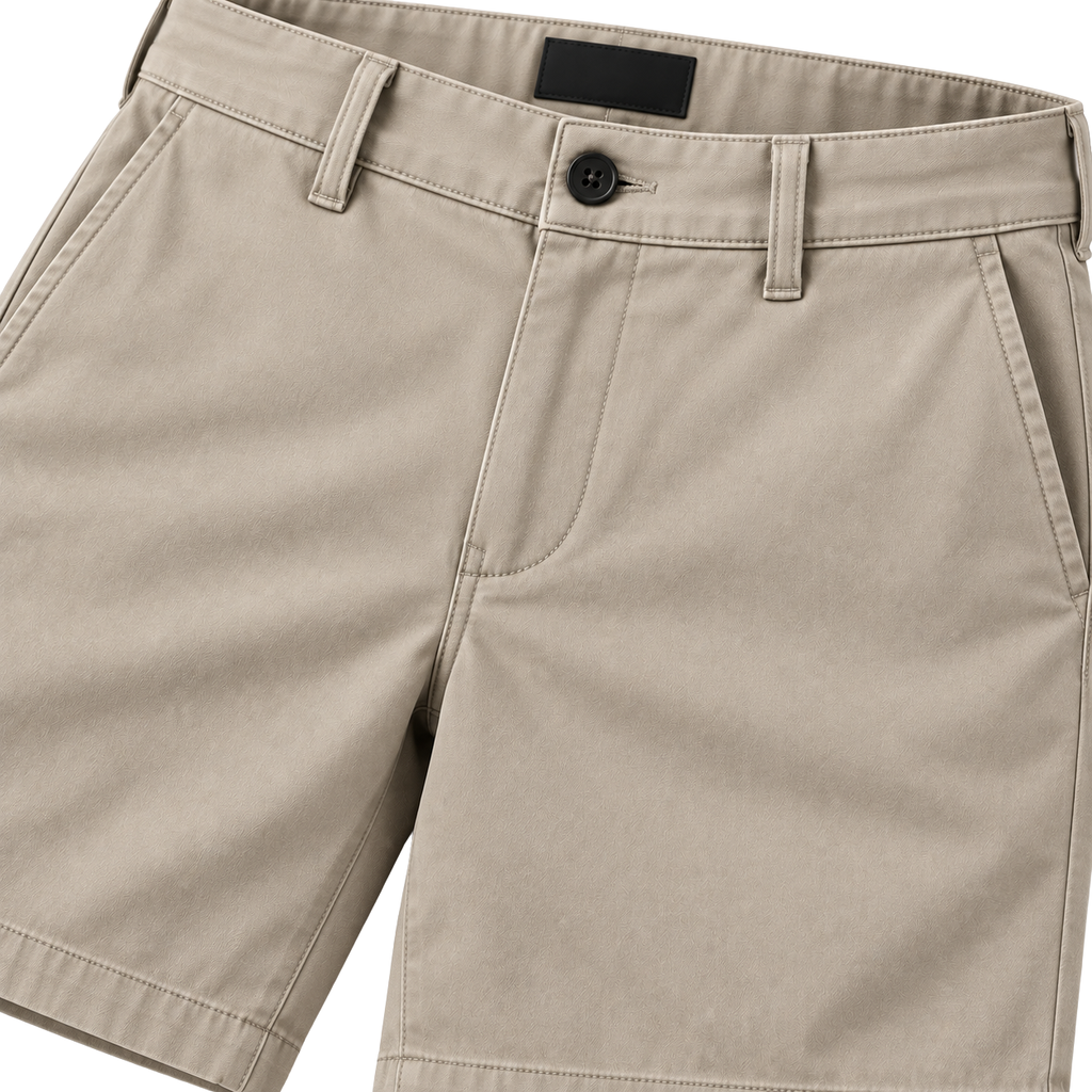 Premium Cotton Twill Tailored Shorts – Stone | EMMERGREY