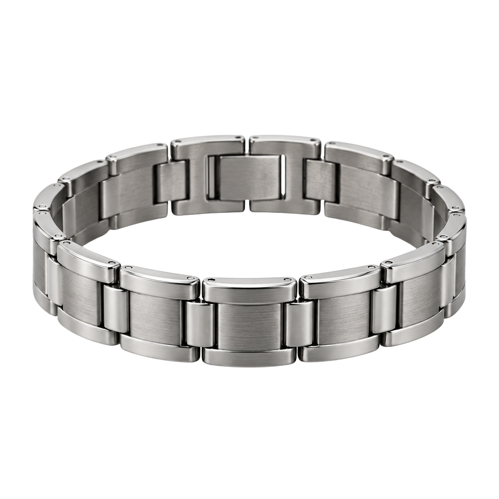 Brushed Stainless Steel Link Bracelet – Silver | EMMERGREY