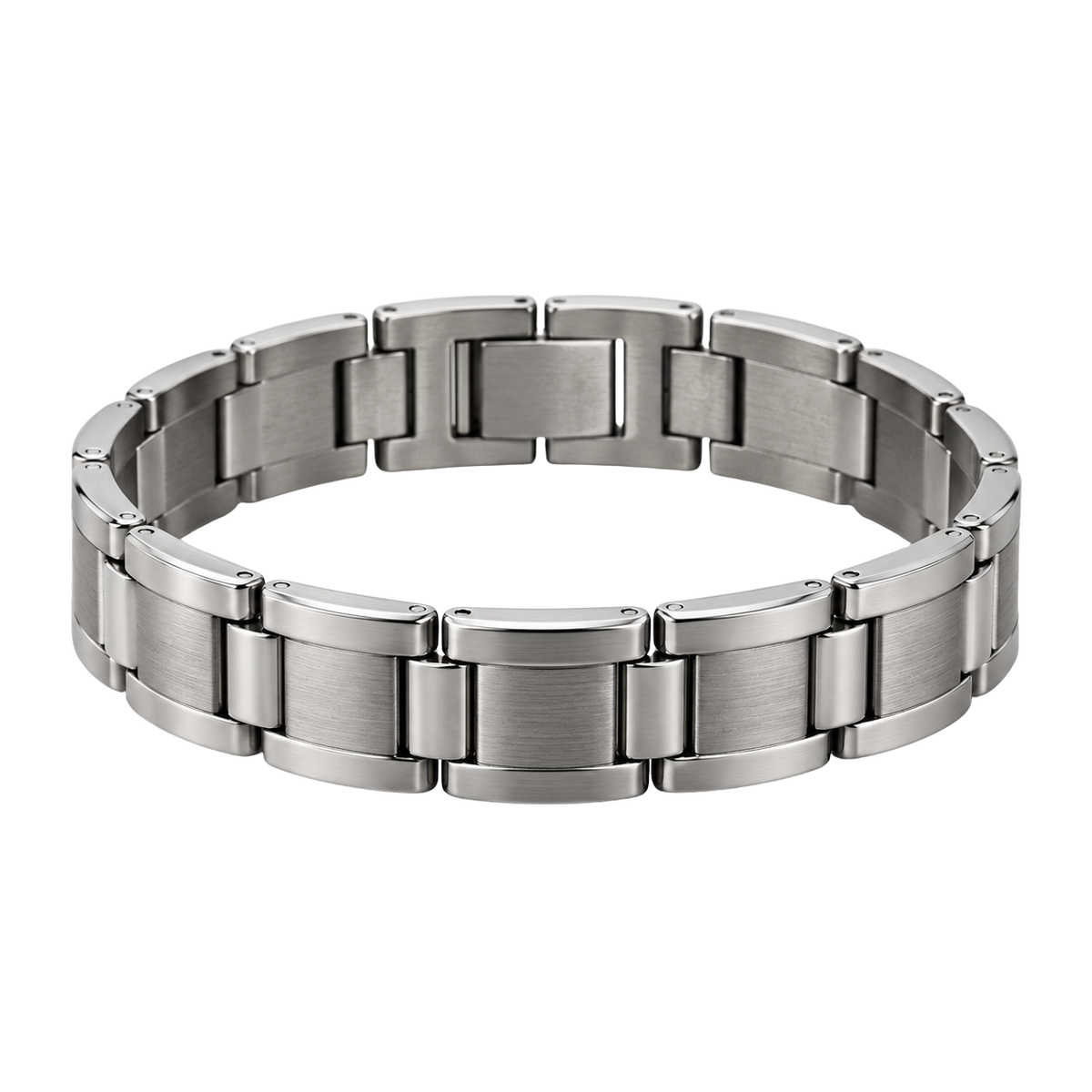 Brushed Stainless Steel Link Bracelet – Silver | EMMERGREY