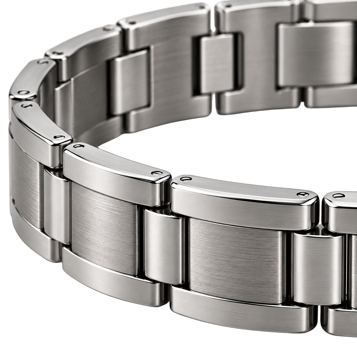 Brushed Stainless Steel Link Bracelet – Silver | EMMERGREY