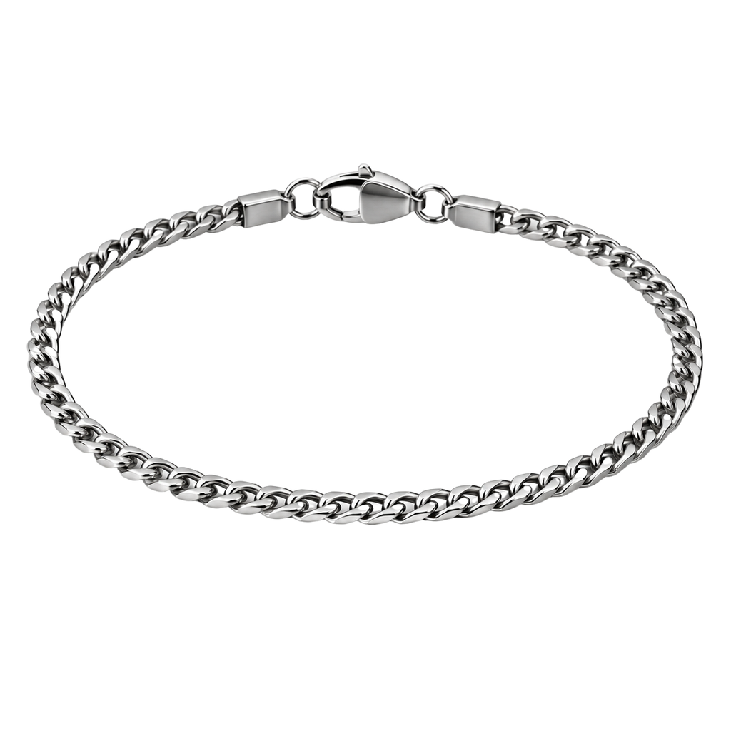 Slim Stainless Steel Curb Chain Bracelet – Silver | EMMERGREY