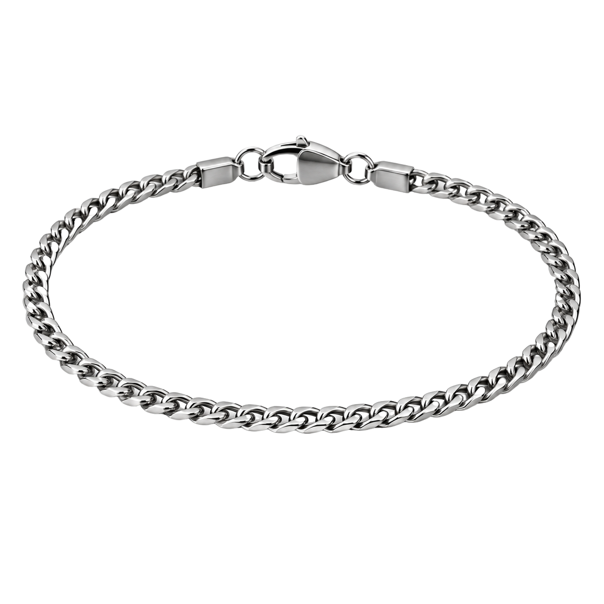 Slim Stainless Steel Curb Chain Bracelet – Silver | EMMERGREY