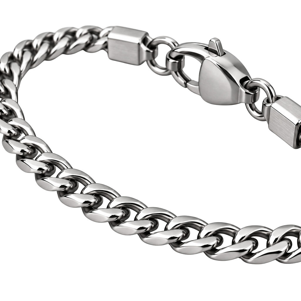 Slim Stainless Steel Curb Chain Bracelet – Silver | EMMERGREY