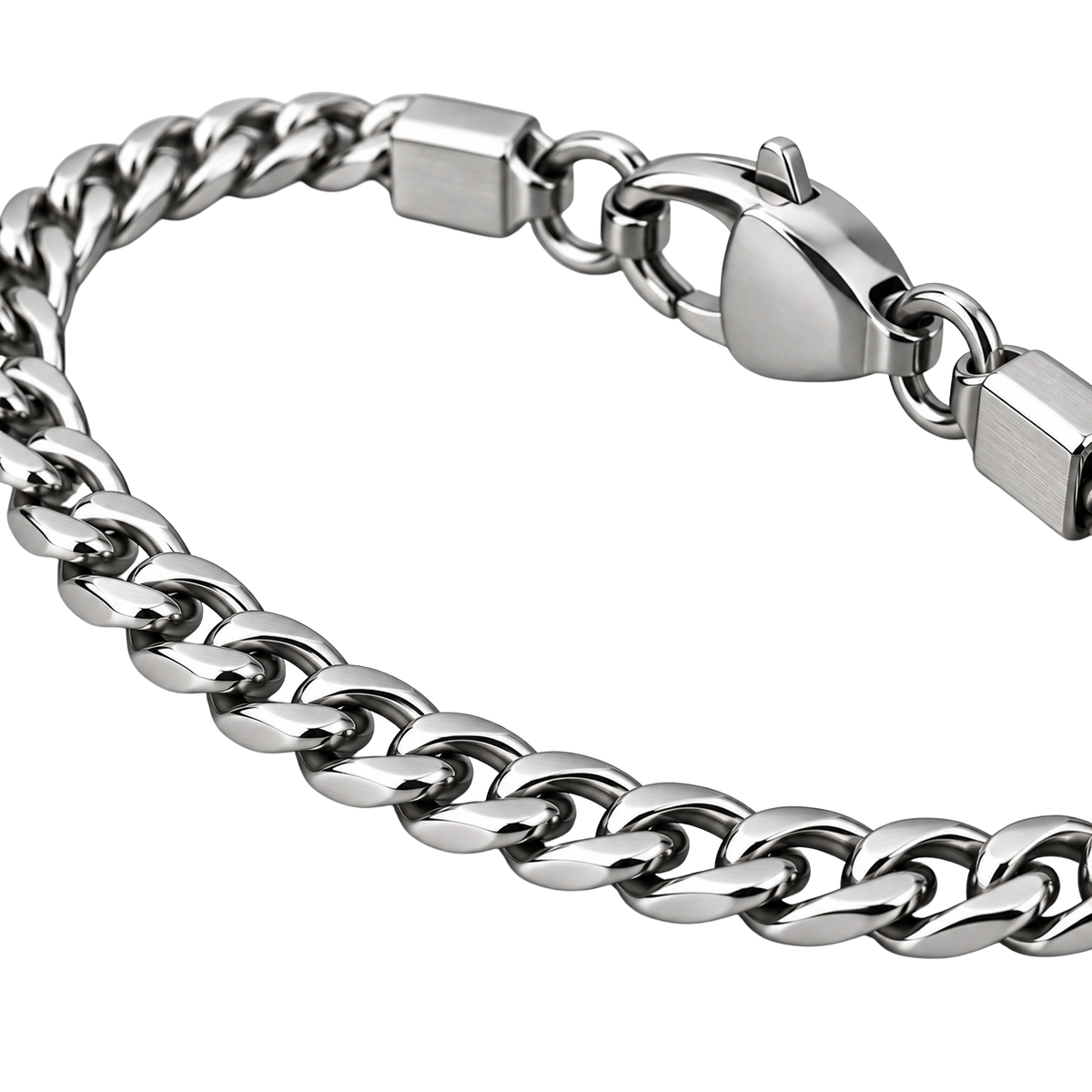 Slim Stainless Steel Curb Chain Bracelet – Silver | EMMERGREY