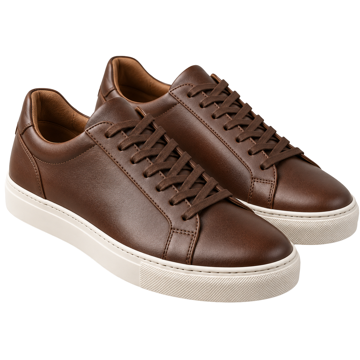 Premium Leather Low-Top Trainers – Chocolate Brown | EMMERGREY