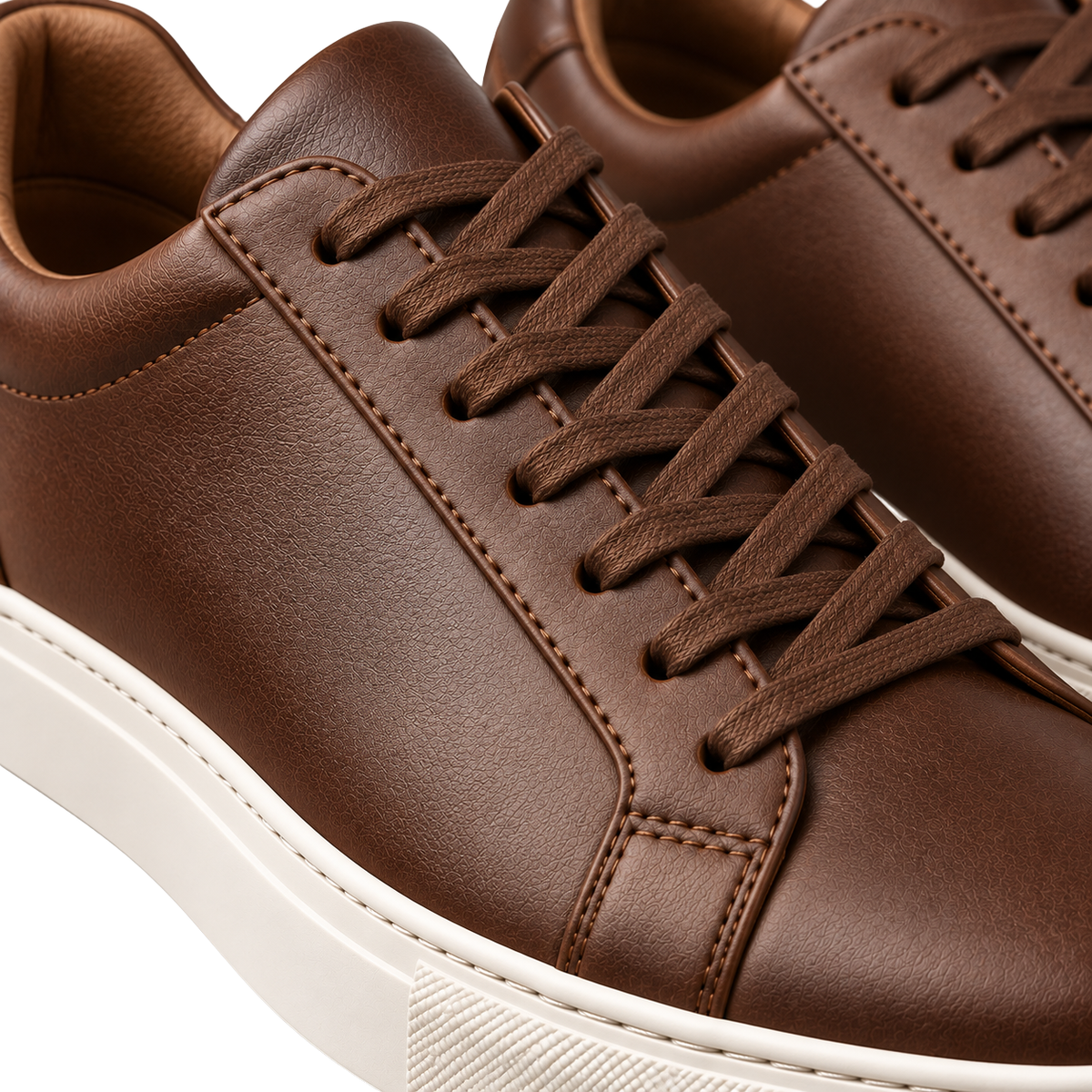 Premium Leather Low-Top Trainers – Chocolate Brown | EMMERGREY