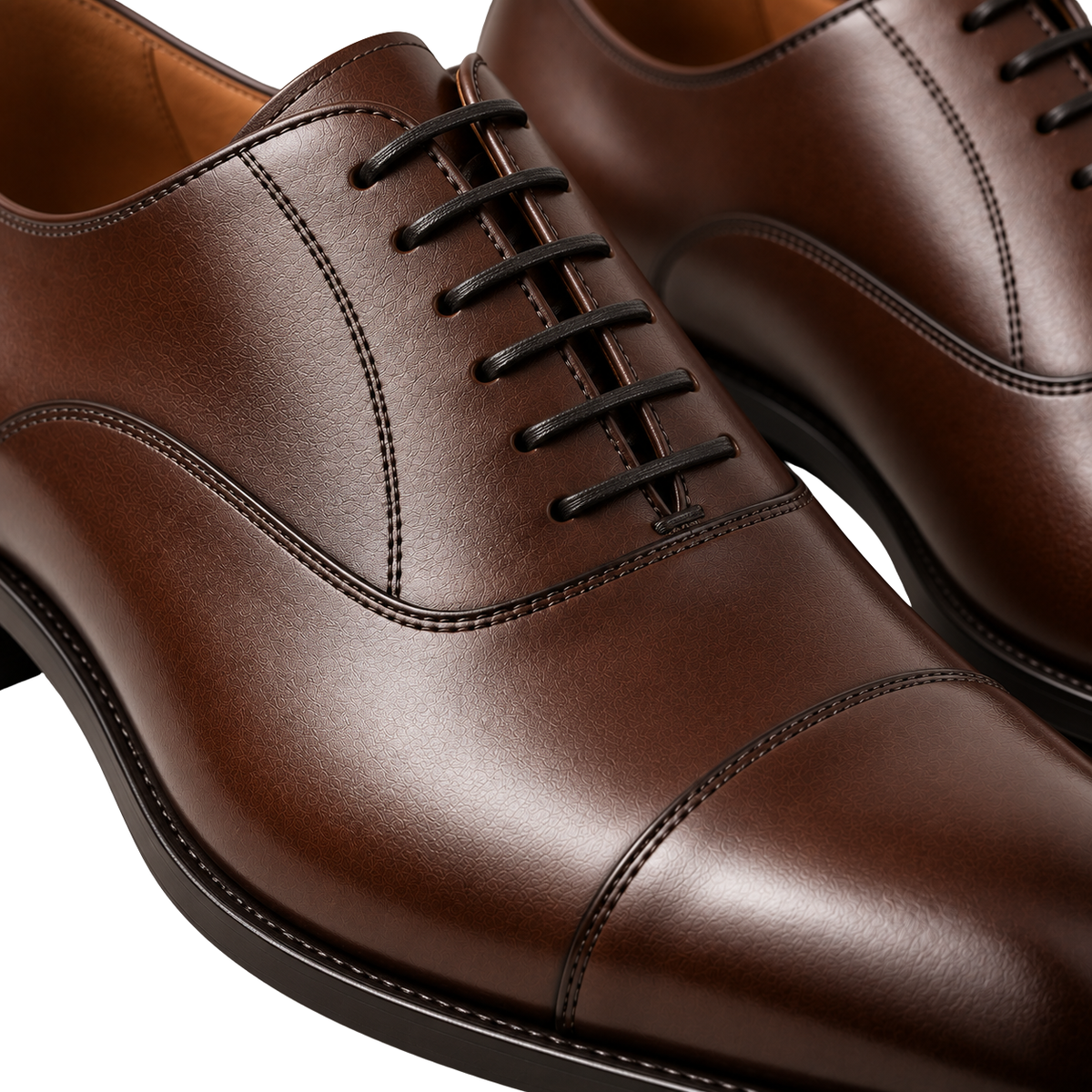 Premium Leather Cap-Toe Oxford Shoes – Dark Brown | EMMERGREY