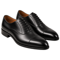 Premium Leather Cap-Toe Oxford Shoes – Black | EMMERGREY