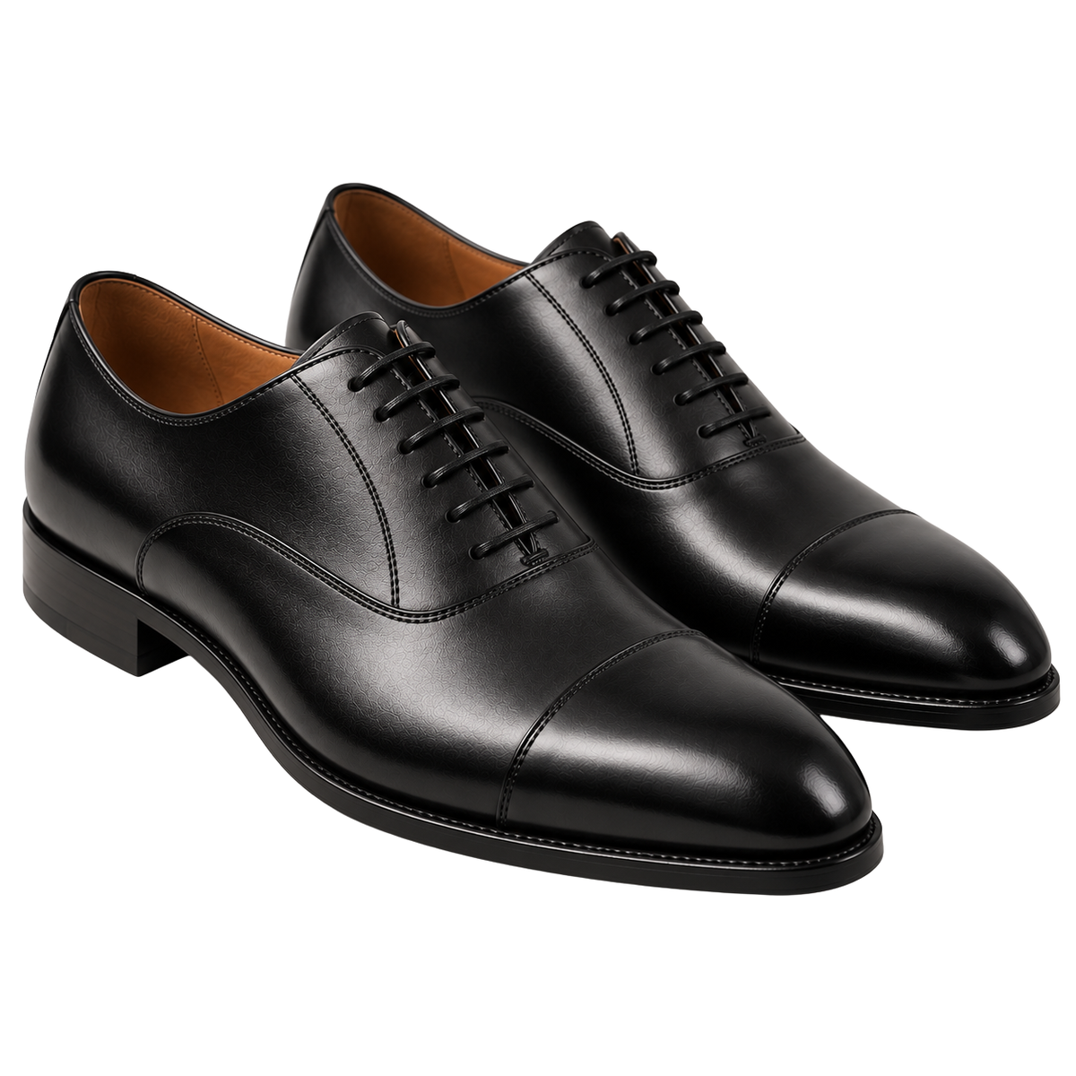 Premium Leather Cap-Toe Oxford Shoes – Black | EMMERGREY